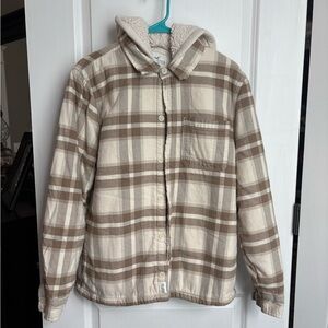 Hollister Beige Sherpa-Lined Flannel Jacket